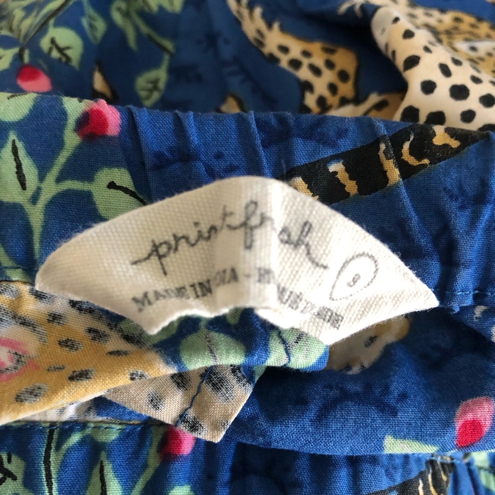 Printfresh Royal Blue Bagheera Leopard & Leaf Print Organic Cotton Pants - Picture 6 of 8